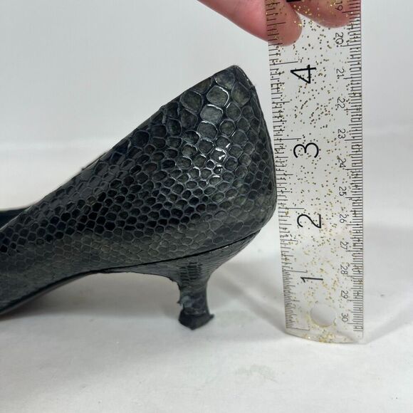 y2k Stuart Weitzman Grey Python Snakeprint Leather Pointed Toe Heels Size 8.5 - Picture 6 of 11